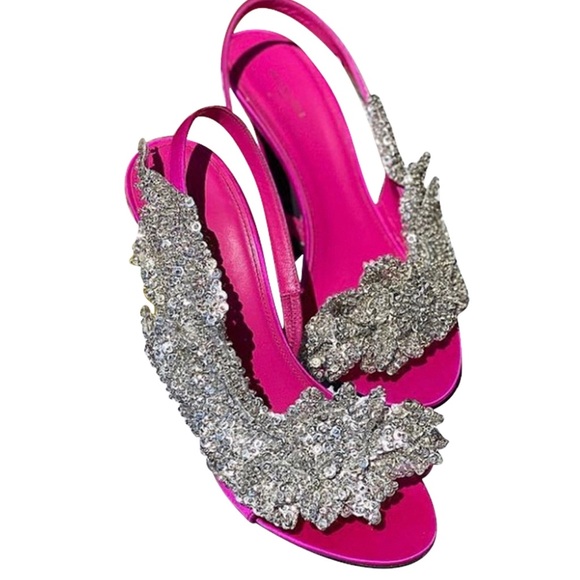 Balenciaga Pink and Silver Embellished Heels - Picture 1 of 4